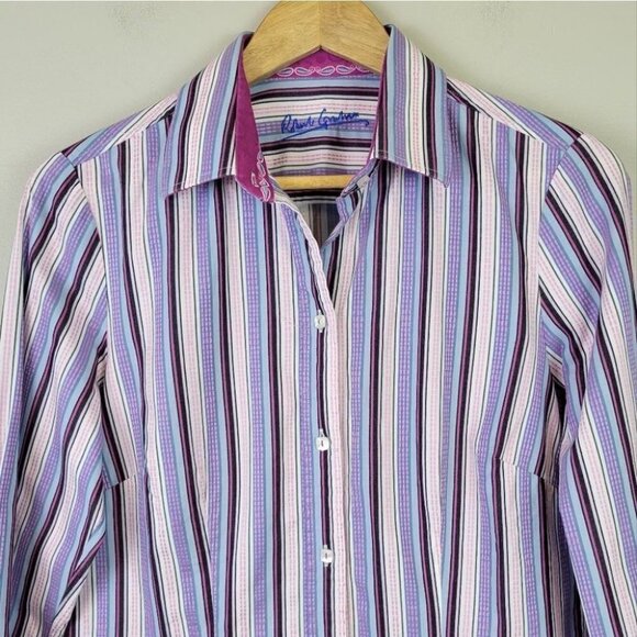 Robert Graham Striped Button Down Shirt Long Sleeve M - Picture 2 of 12